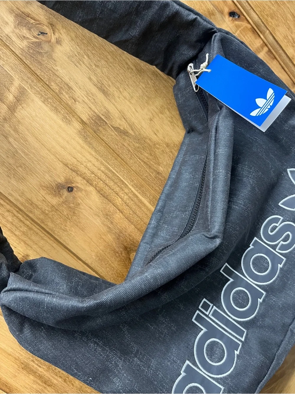adidas Originals Shopper Denim Shoulder Bag Casual Lifestyle Bag Black KE0680